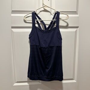Athleta criss cross navy spandex material tank top​​​​​​​